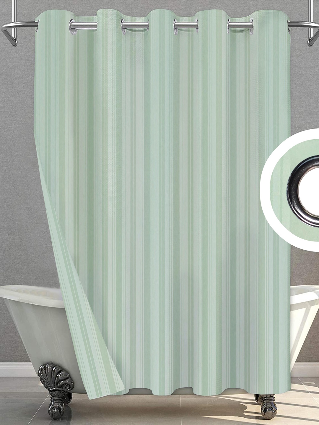 

Lushomes Striped Shower Curtain, Green