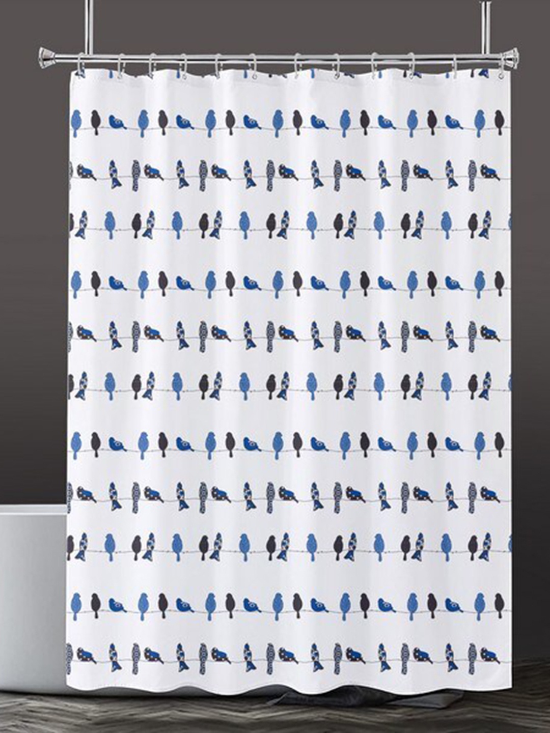 

Lushomes Abstract Printed Shower Curtain, Blue