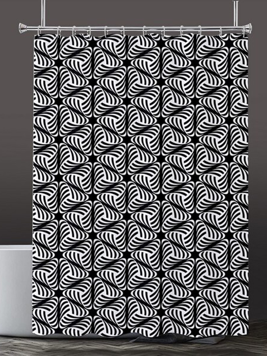 

Lushomes Abstract Printed Shower Curtain, Black