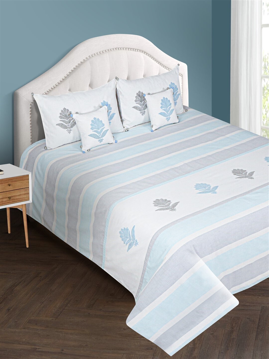 

SHADES of LIFE Striped Bed Covers, White