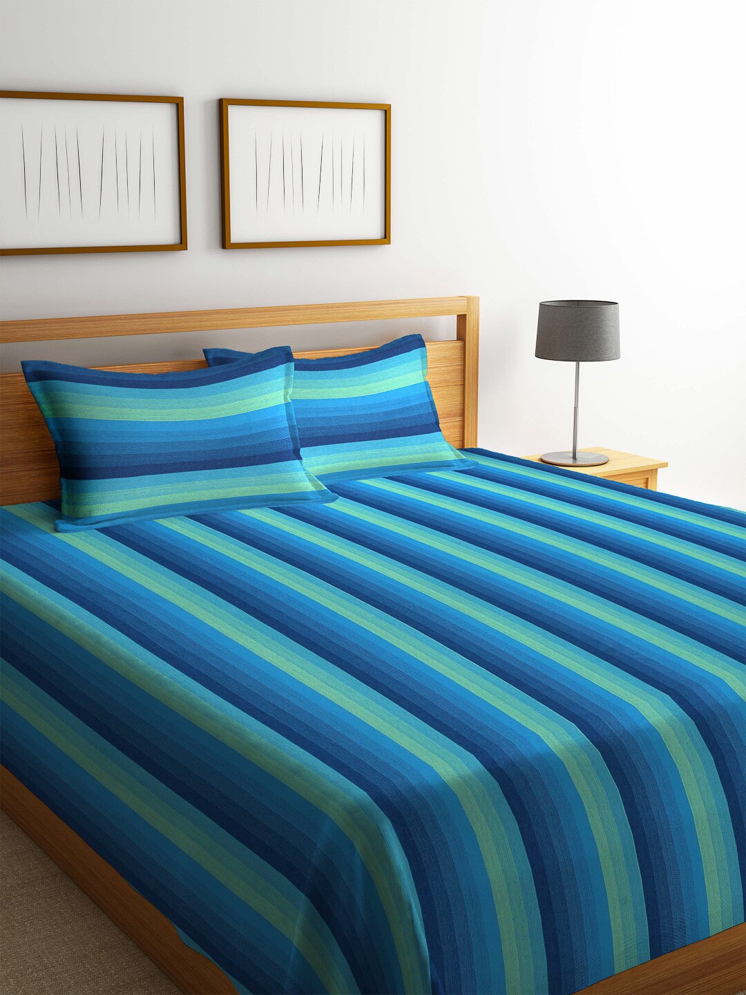 

SHADES of LIFE Striped Bed Covers, Blue