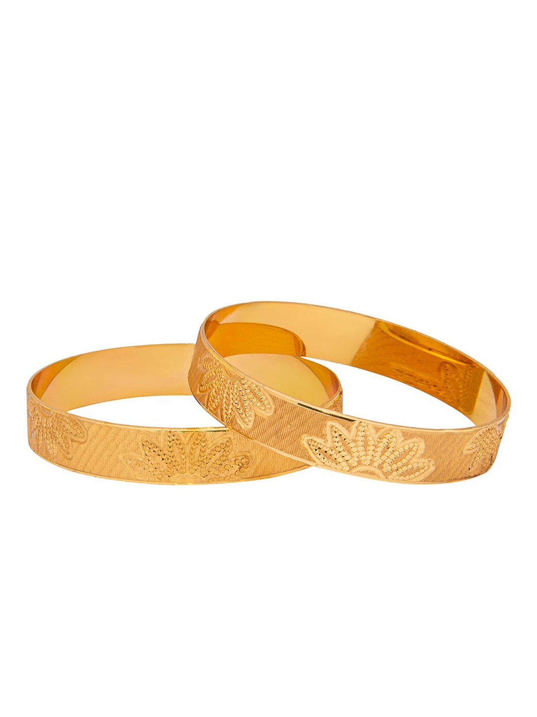 

Shining Jewel - By Shivansh Set Of 2 Gold-Plated Flower leaves Design Bangles