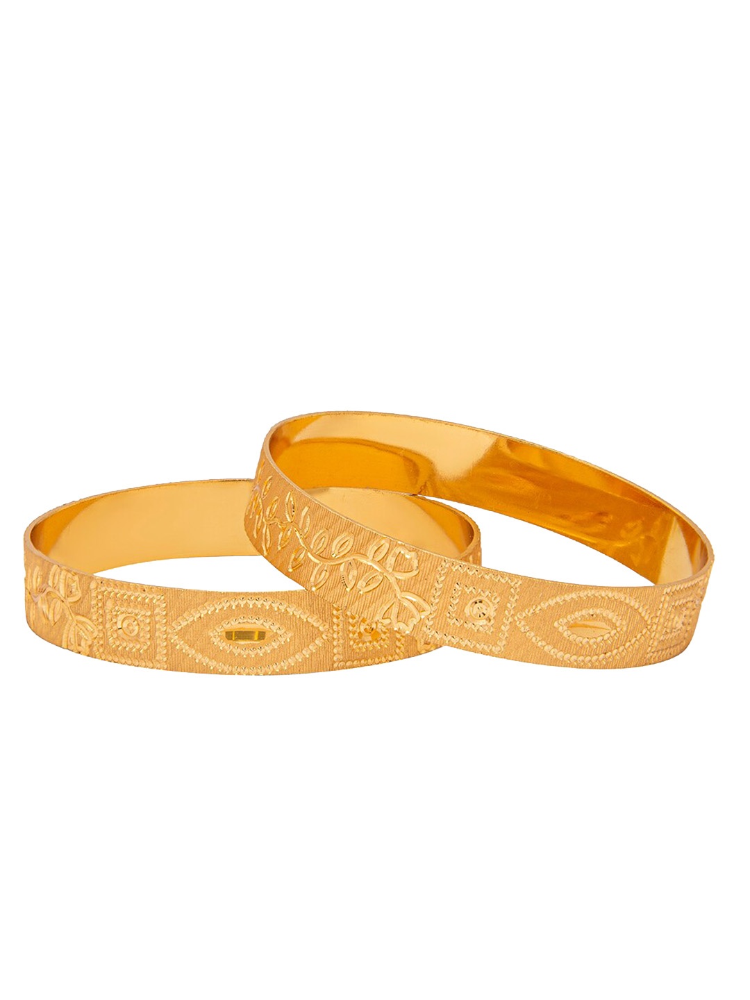 

Shining Jewel - By Shivansh Set Of 2 Gold-Plated & Textured Bangles