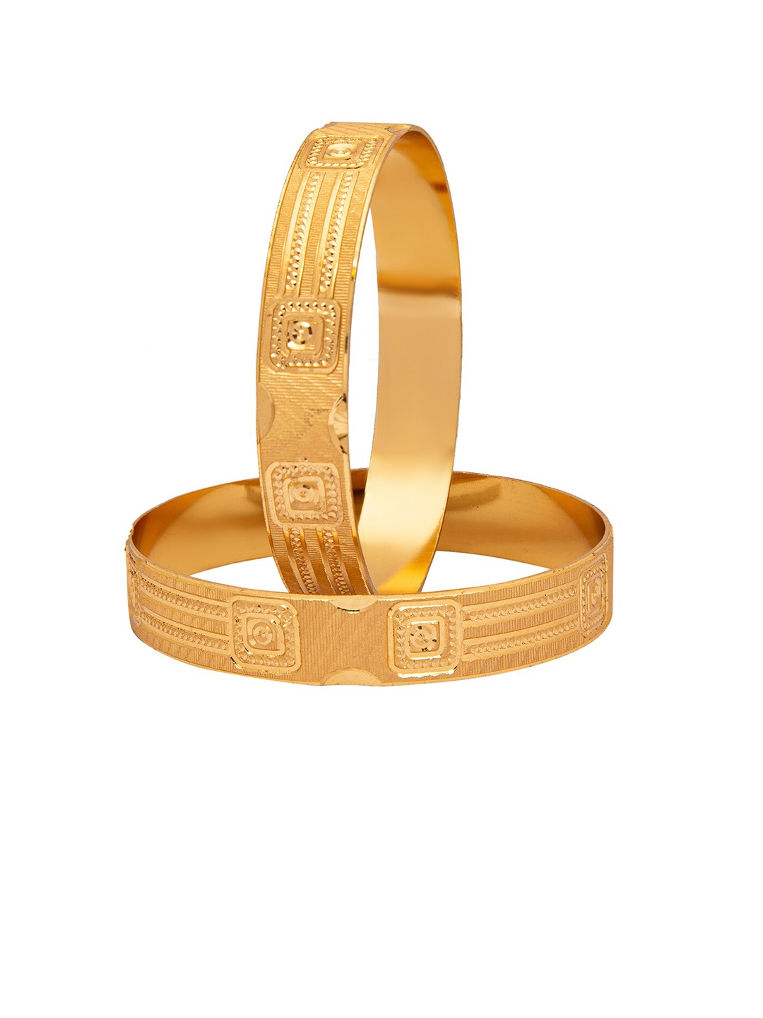 

Shining Jewel - By Shivansh Set of 2 Gold-Plated & Toned Textured Bangles