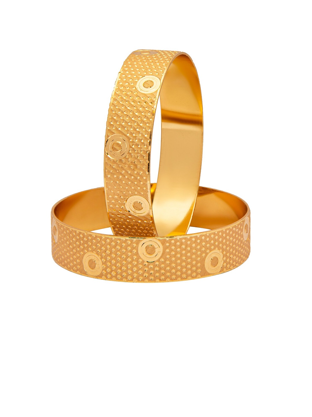 

Shining Jewel - By Shivansh Set Of 2 Gold-Plated & Textured Bangles