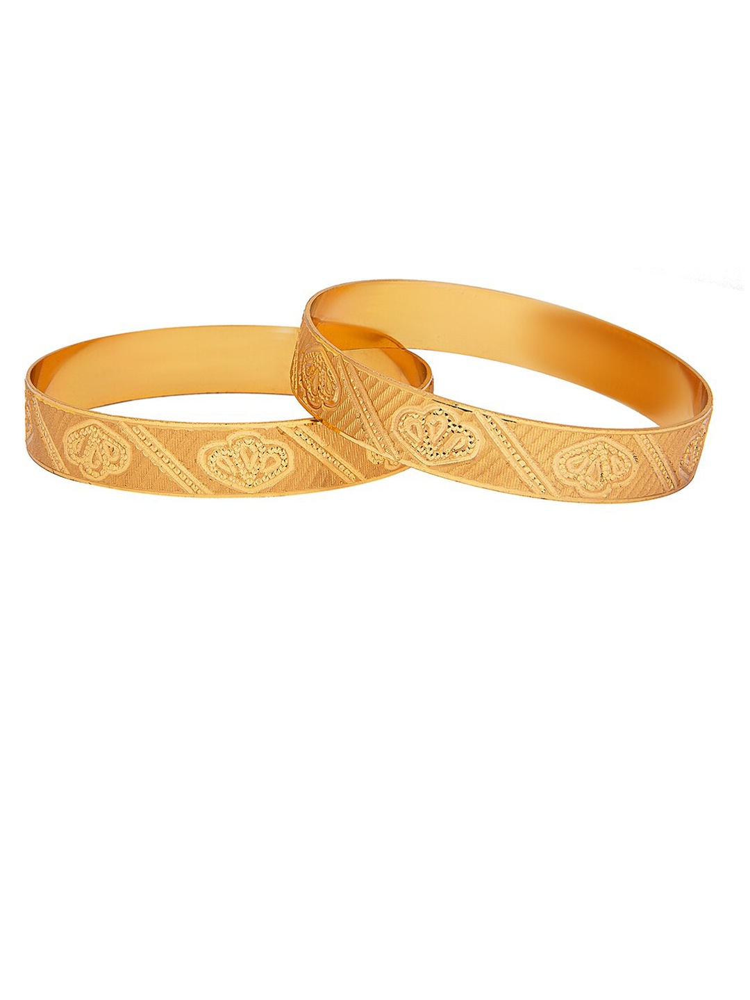 

Shining Jewel - By Shivansh Set Of 2 Gold-Plated & Textured Bangles