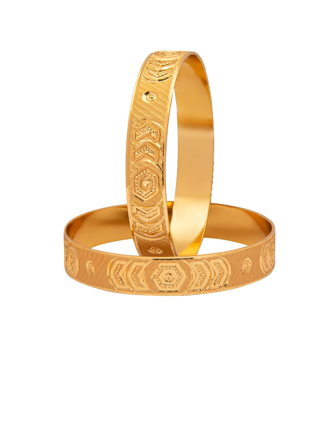 

Shining Jewel - By Shivansh Set Of 2 Gold-Plated & Textured Bangles