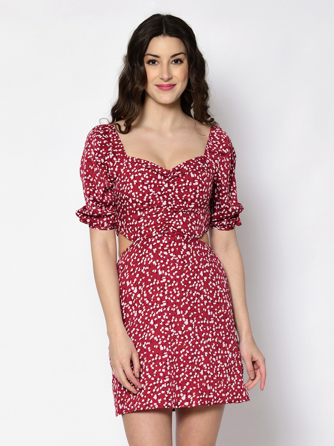 

PRETTY LOVING THING Women Floral Chiffon Dress, Maroon