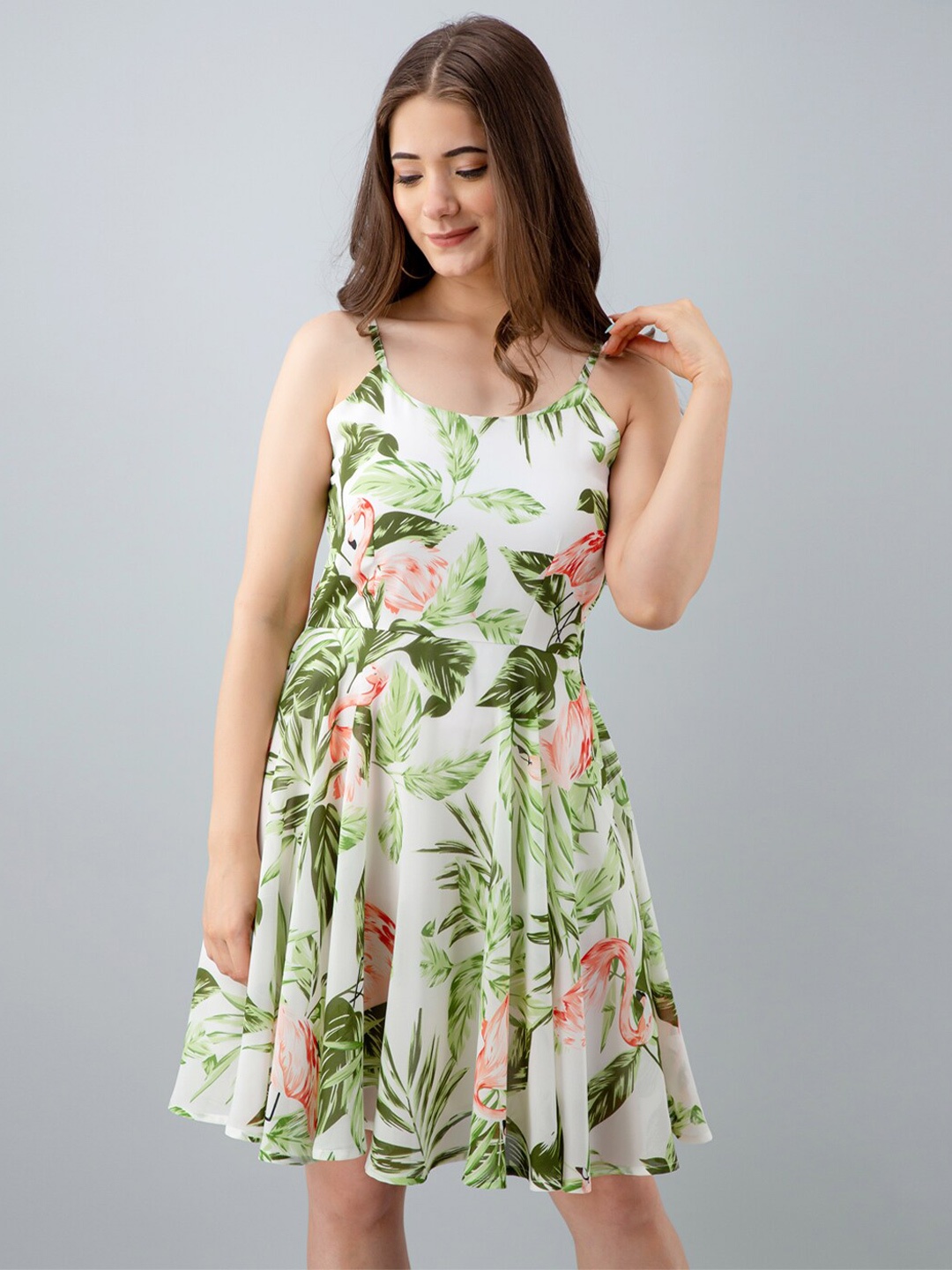 

PRETTY LOVING THING Women Floral Chiffon Dress, White