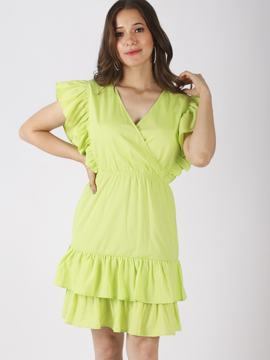 

PRETTY LOVING THING Women Crepe A-Line Dress, Lime green