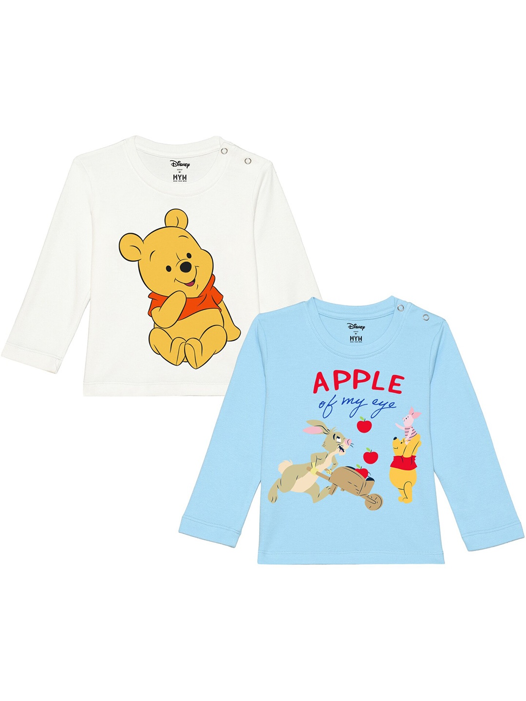 

Disney by Wear Your Mind Infants Boys Pack of 2 White & Blue Printed T-shirt