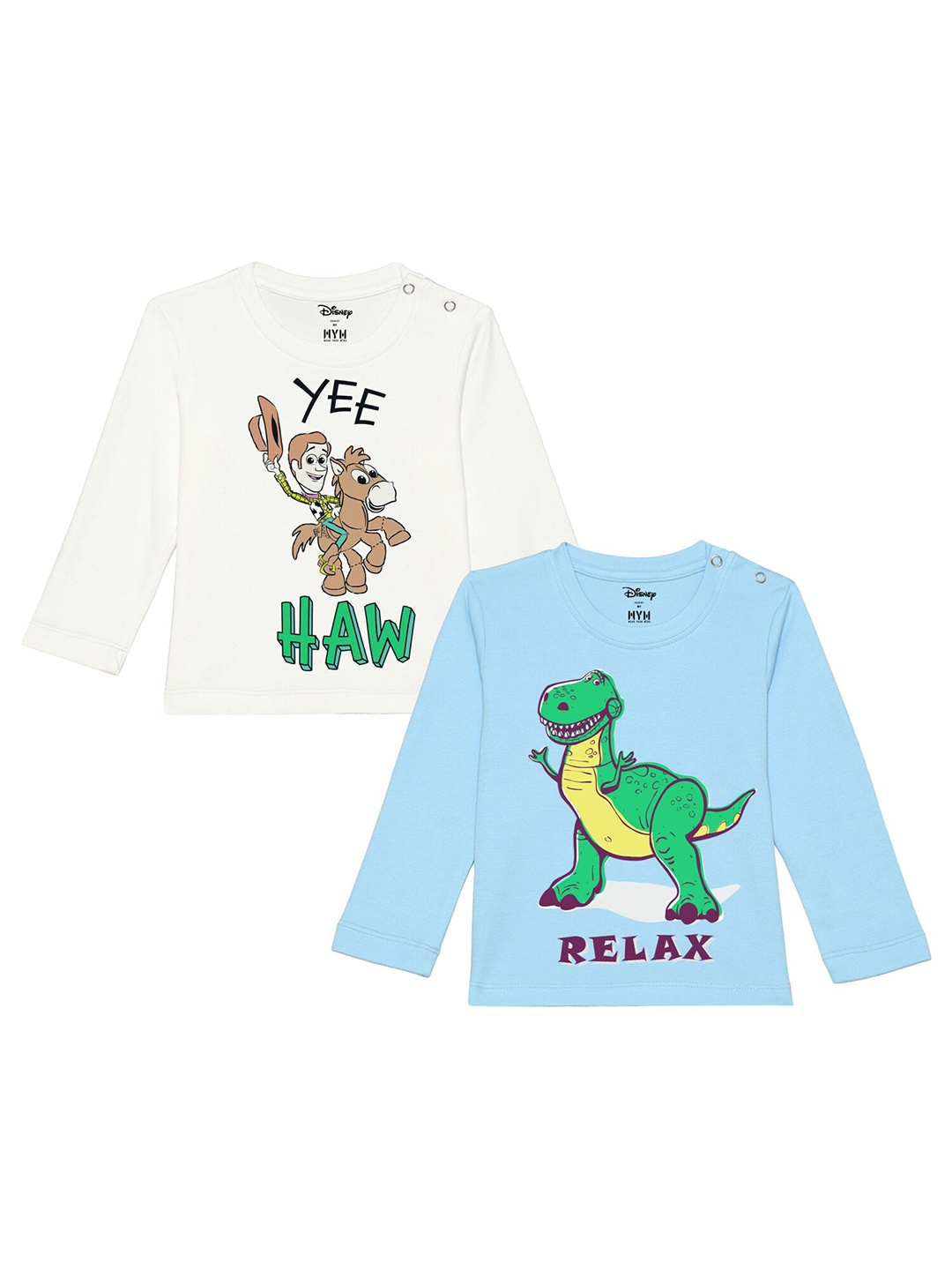 

Disney by Wear Your Mind Infants Boys Pack of 2 White & Blue Printed T-shirt