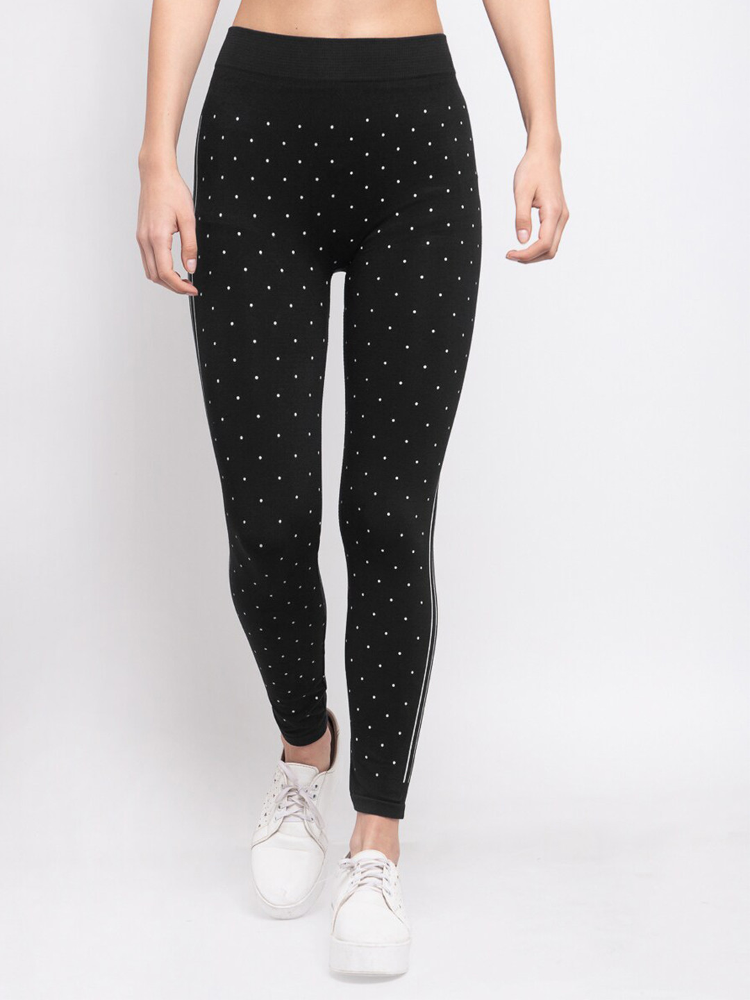 

KLOTTHE Women Printed Skinny-Fit Jeggings, Black