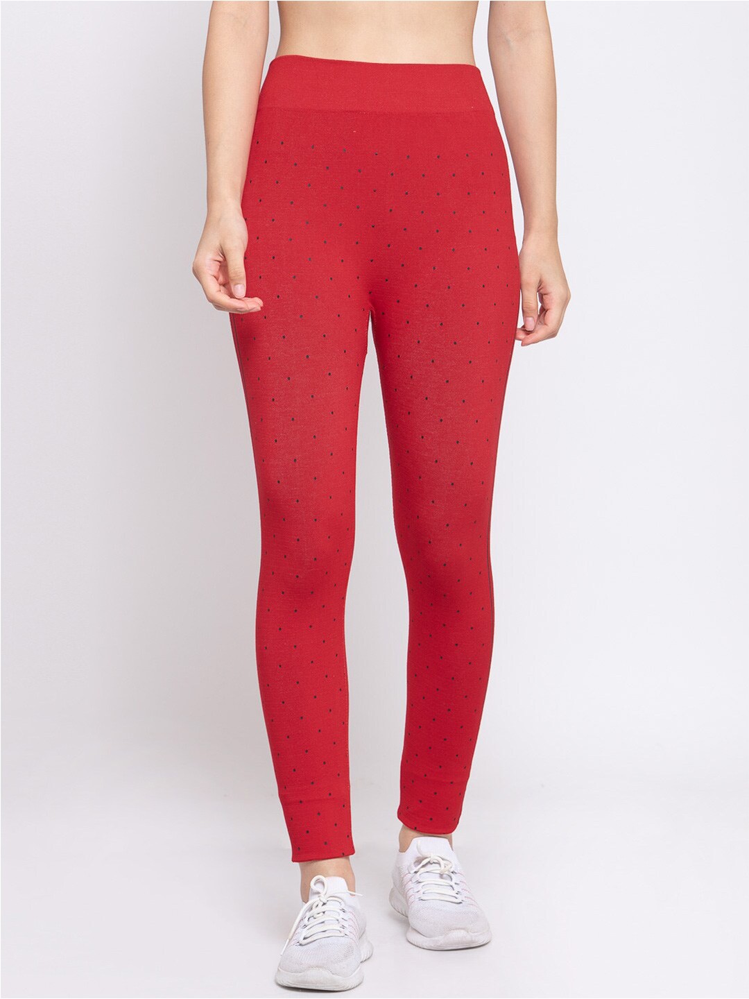 

KLOTTHE Women Printed Skinny-Fit Jeggings, Red