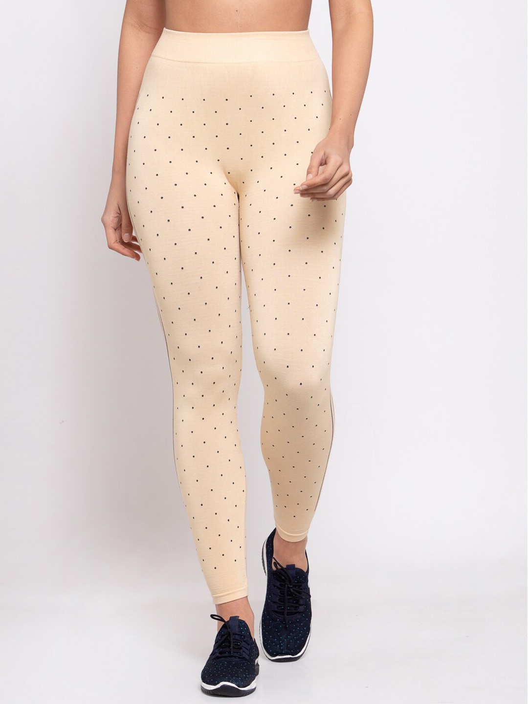 

KLOTTHE Women Printed Skinny-Fit Jeggings, Beige