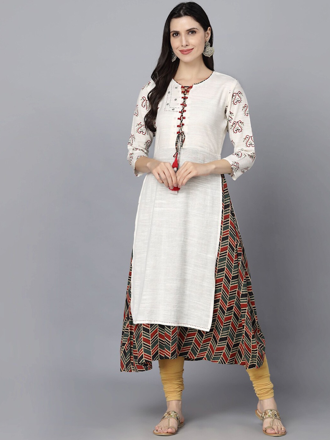 

HERE&NOW Women Ethnic Motifs Printed Kurta, White