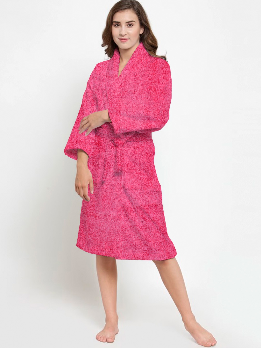 

AVI Living Unisex Solid 300 GSM Cotton Bath Robe, Pink