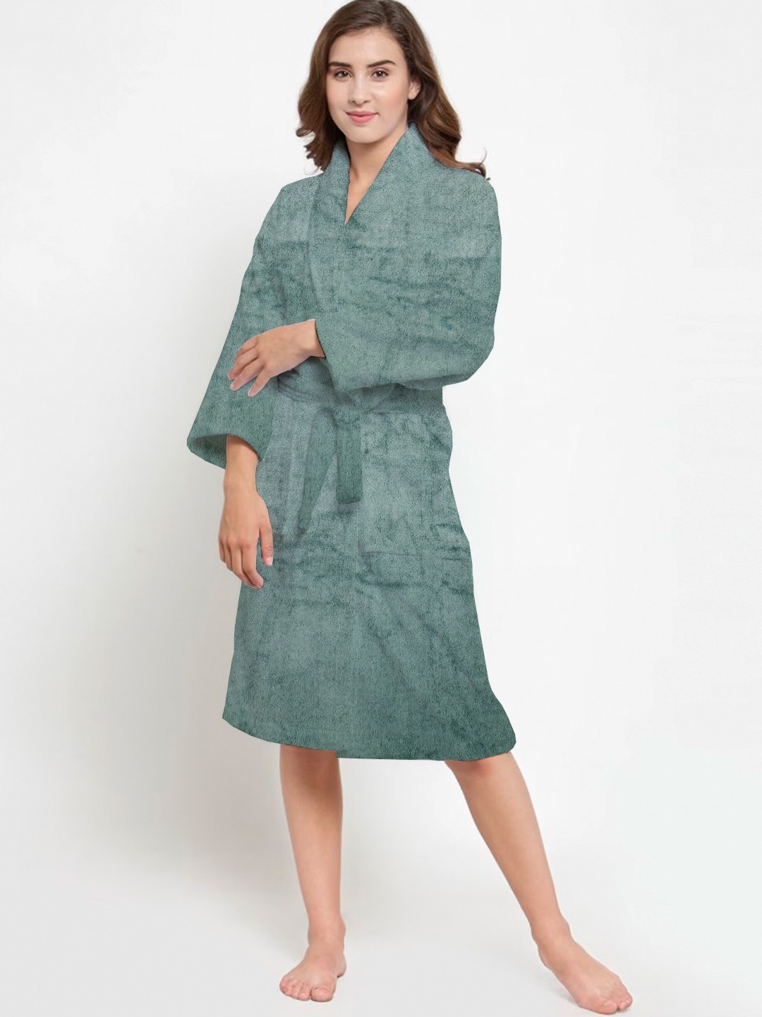 

AVI Living Textured Pure Cotton Bath Robe, Blue