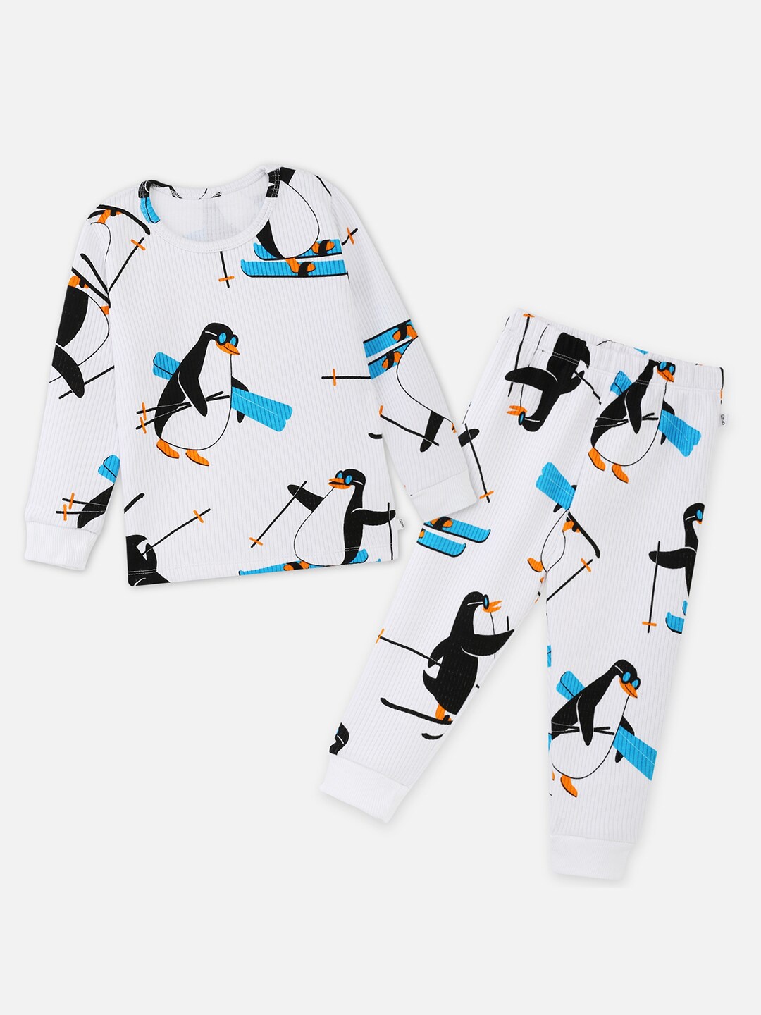 

You Got Plan B Kids Penguin Printed Cotton Thermal Set, White