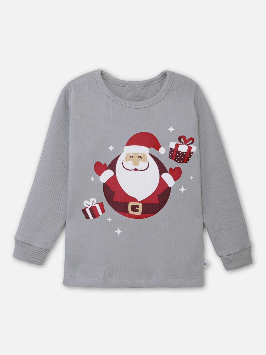 

You Got Plan B Kids Santa Printed Thermal Tops, Grey