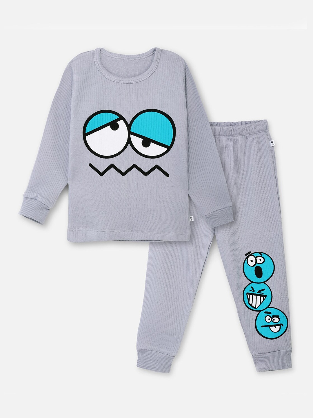 

You Got Plan B Kids Printed Cotton Thermal Set, Grey