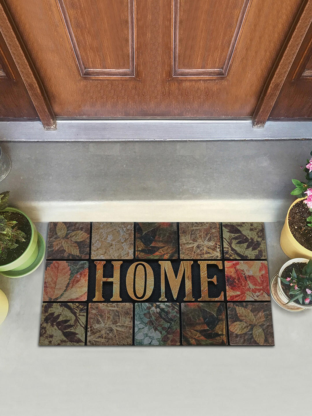 

OBSESSIONS Printed Anti-skid Rubber Doormat, Brown