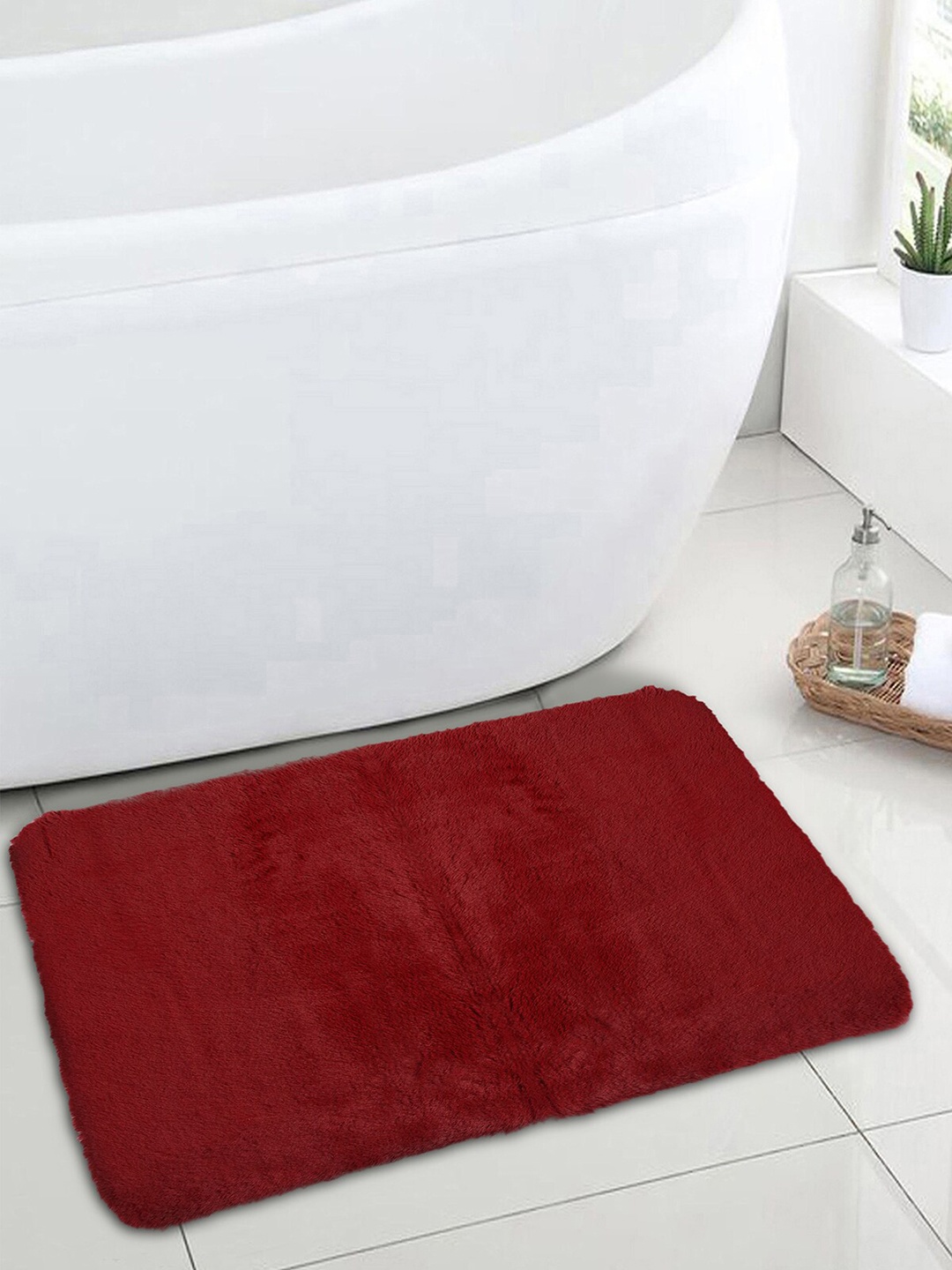 

OBSESSIONS Solid Polyester 1000GSM Bath Rugs, Burgundy