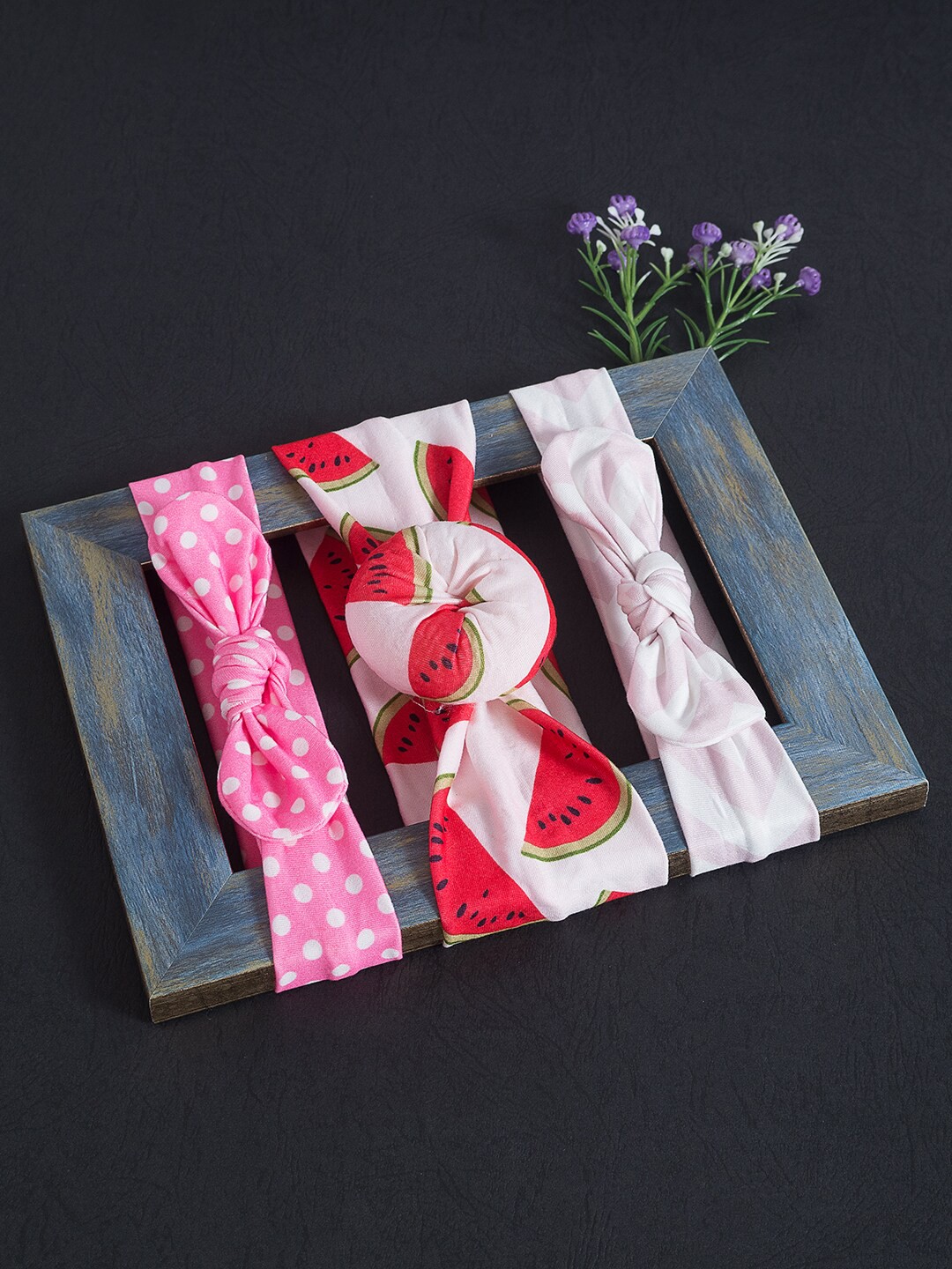 

Golden Peacock Girls Set of 3 Pink & White Hairband