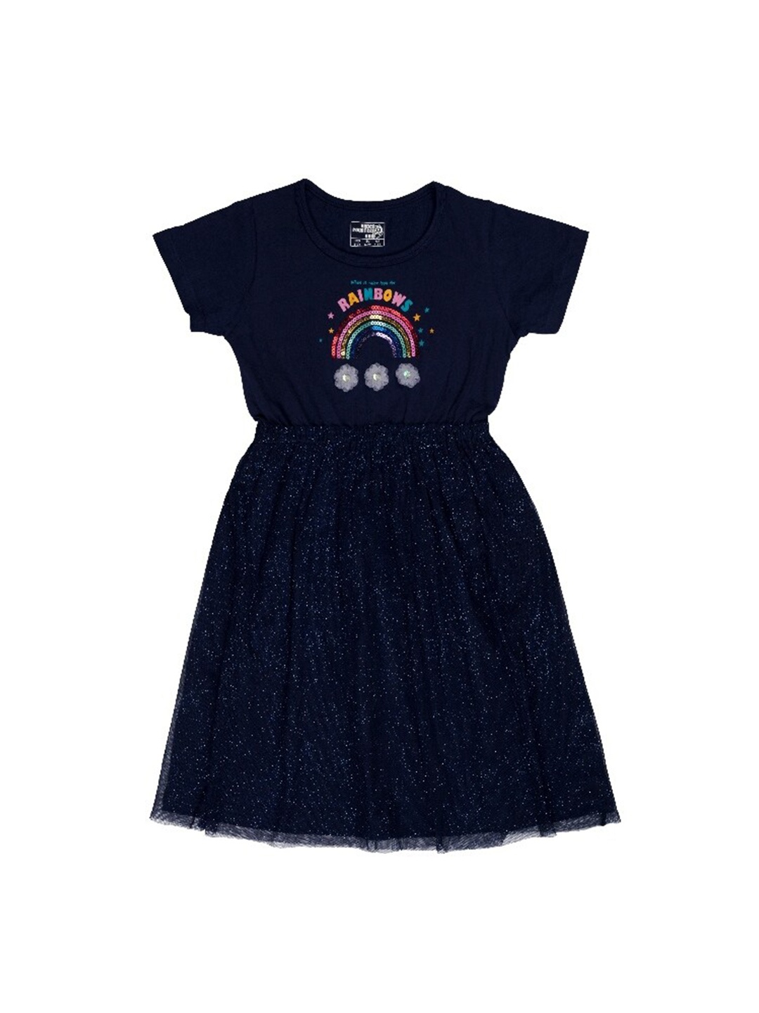 

UNDER FOURTEEN ONLY Navy Blue Embellished Fit & Flare Dress