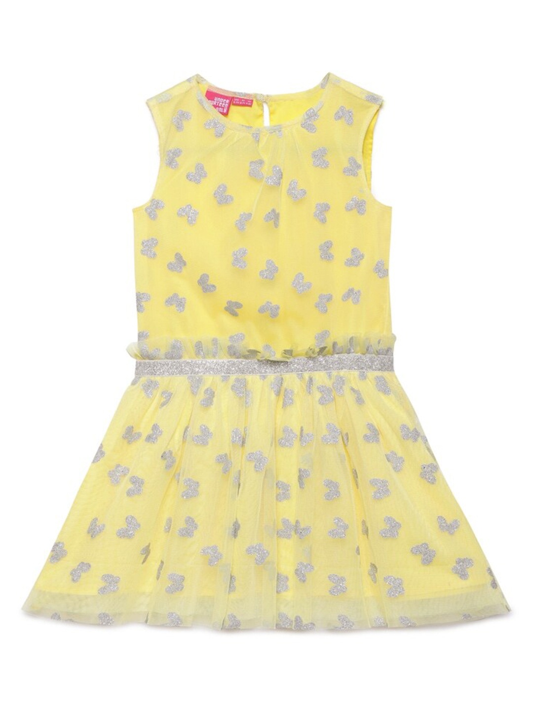 

UNDER FOURTEEN ONLY Girls Yellow Floral Printed Dress