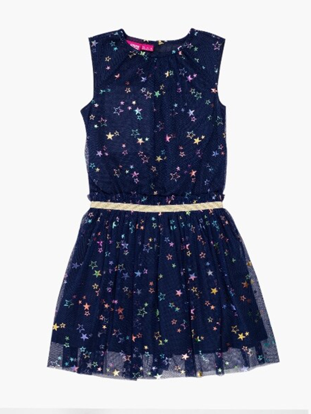 

UNDER FOURTEEN ONLY Girls Shimmer Star Embellished Sleeveless Dress, Navy blue
