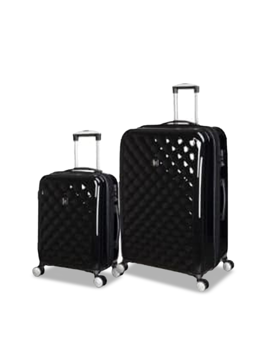 

IT luggage Set Of 2 Textured Hard-sided Glossy Trolley Bag, Black