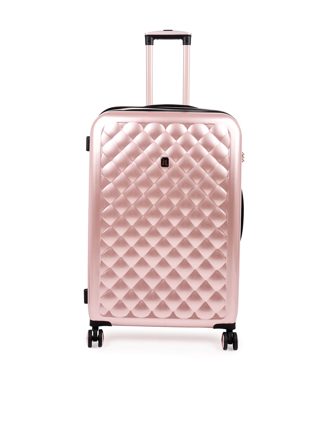 

IT luggage Textured Hard-Sided Large Trolley Suitcase, Rose gold