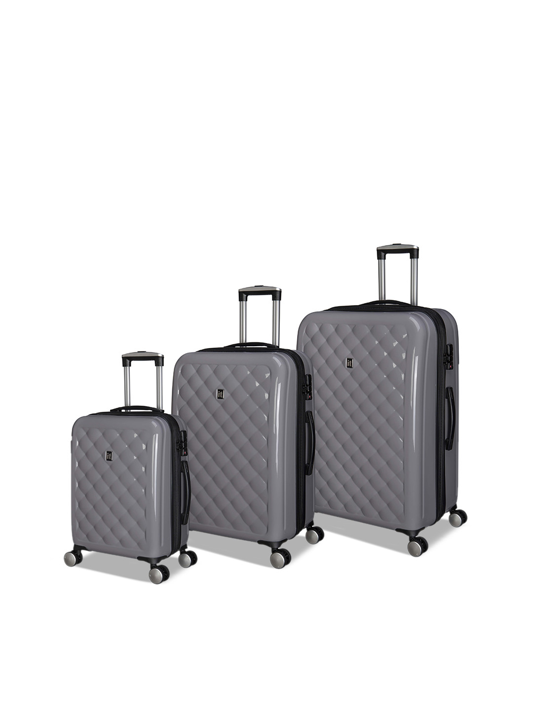 

IT luggage Set Of 3 Textured Hard-Sided Trolley Bag, Grey