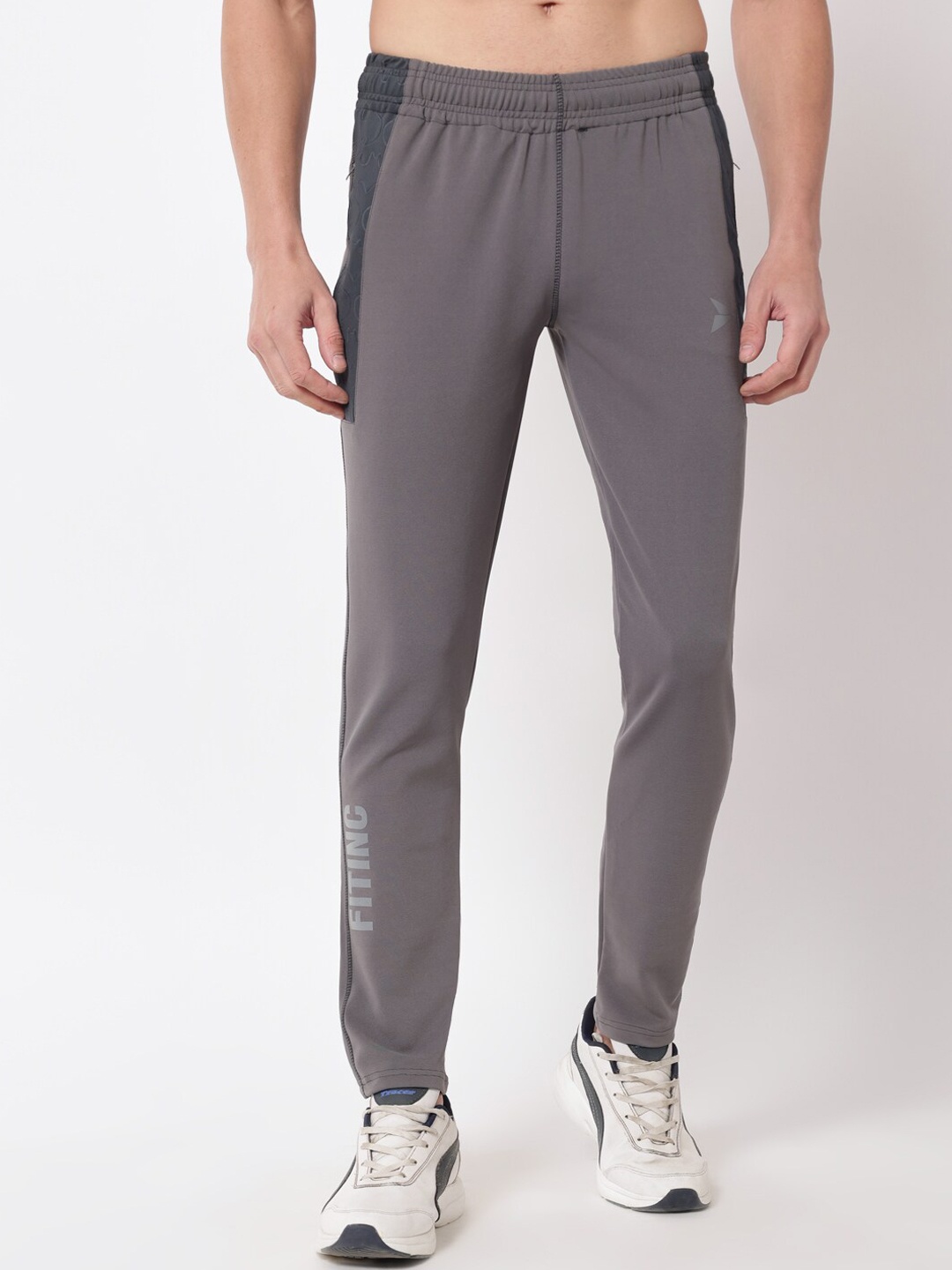 

FITINC Men Slim-Fit Solid Dry Fit Track Pants, Grey