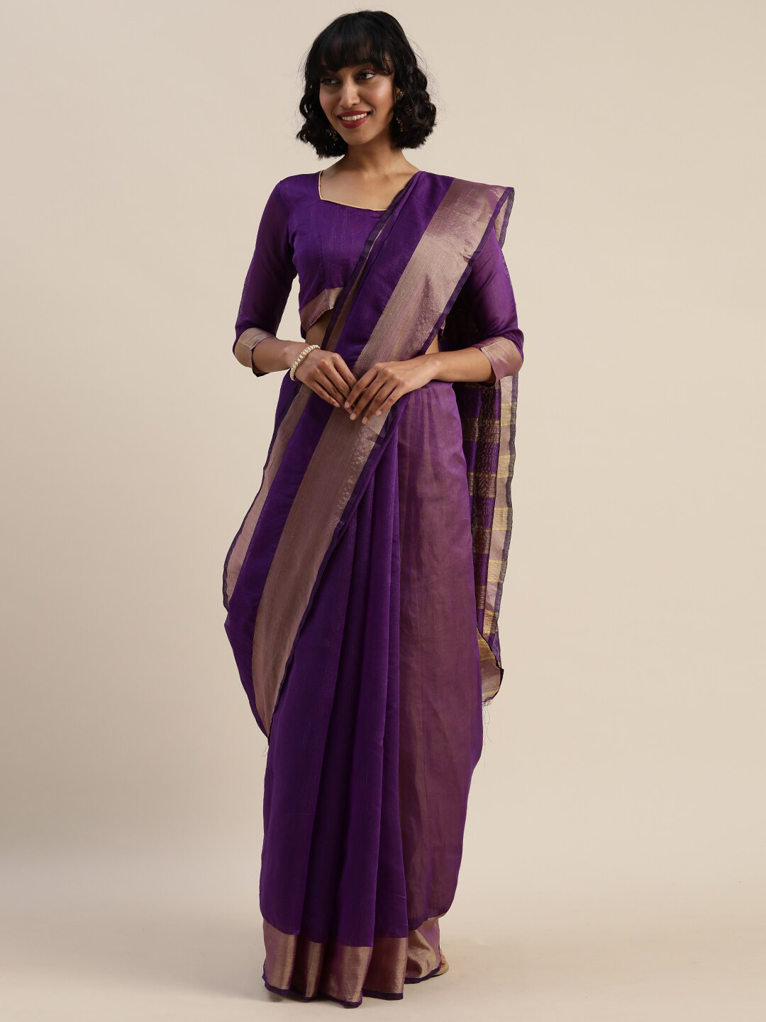 

SAADHVI Zari Art Silk Saree, Purple