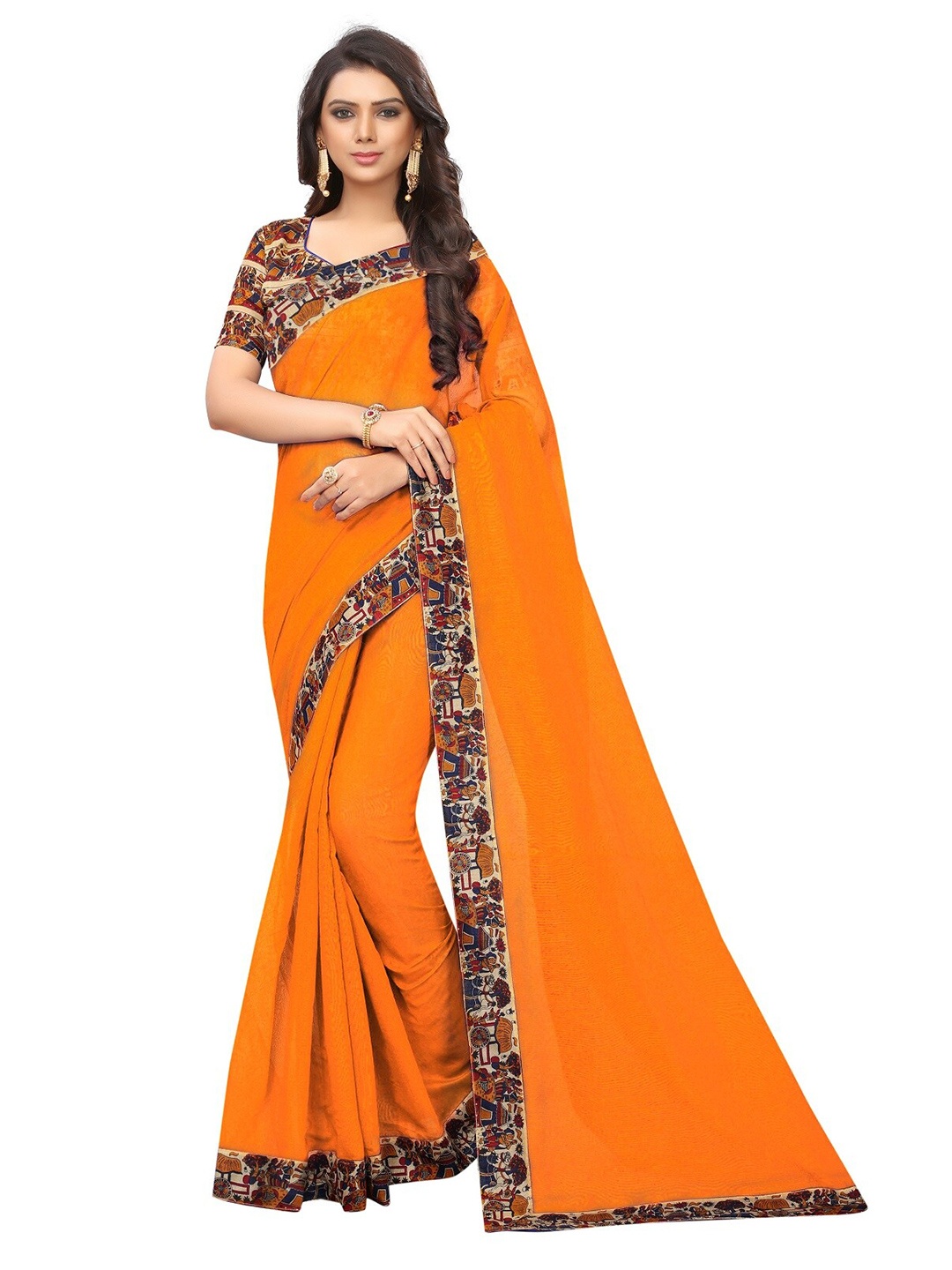 

SAADHVI Silk Cotton Saree, Orange