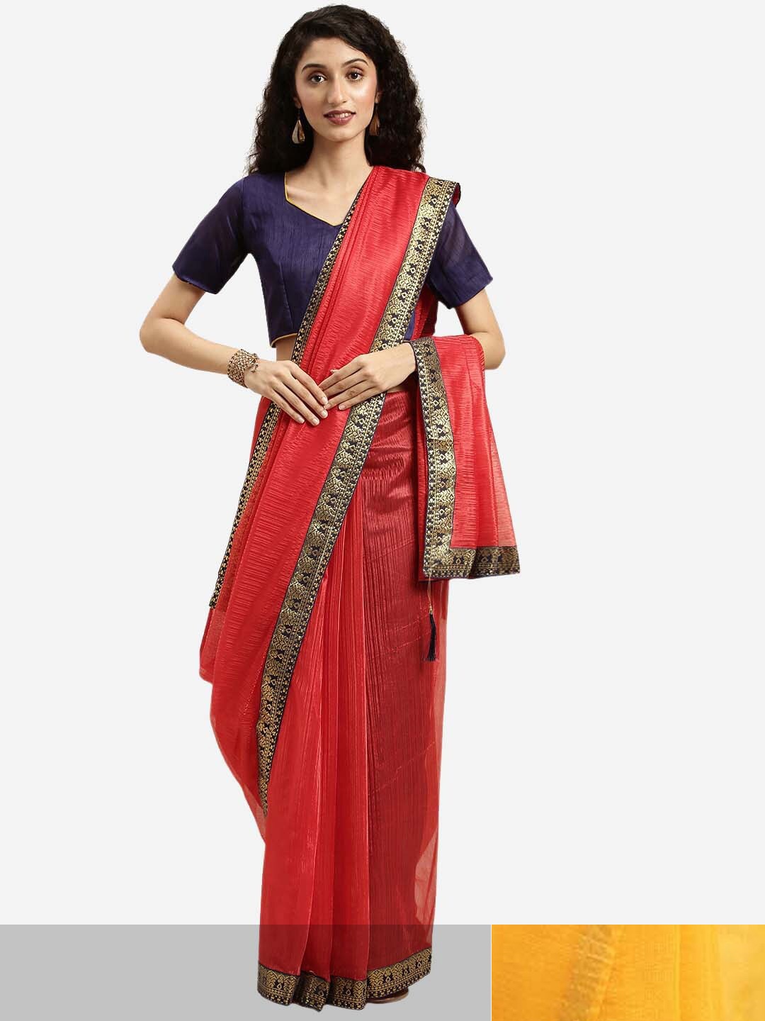 

SAADHVI Art Silk Saree, Red