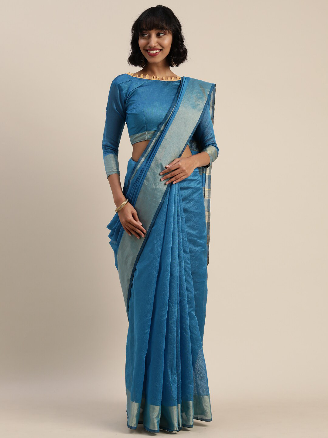

SAADHVI Zari Art Silk Saree, Blue