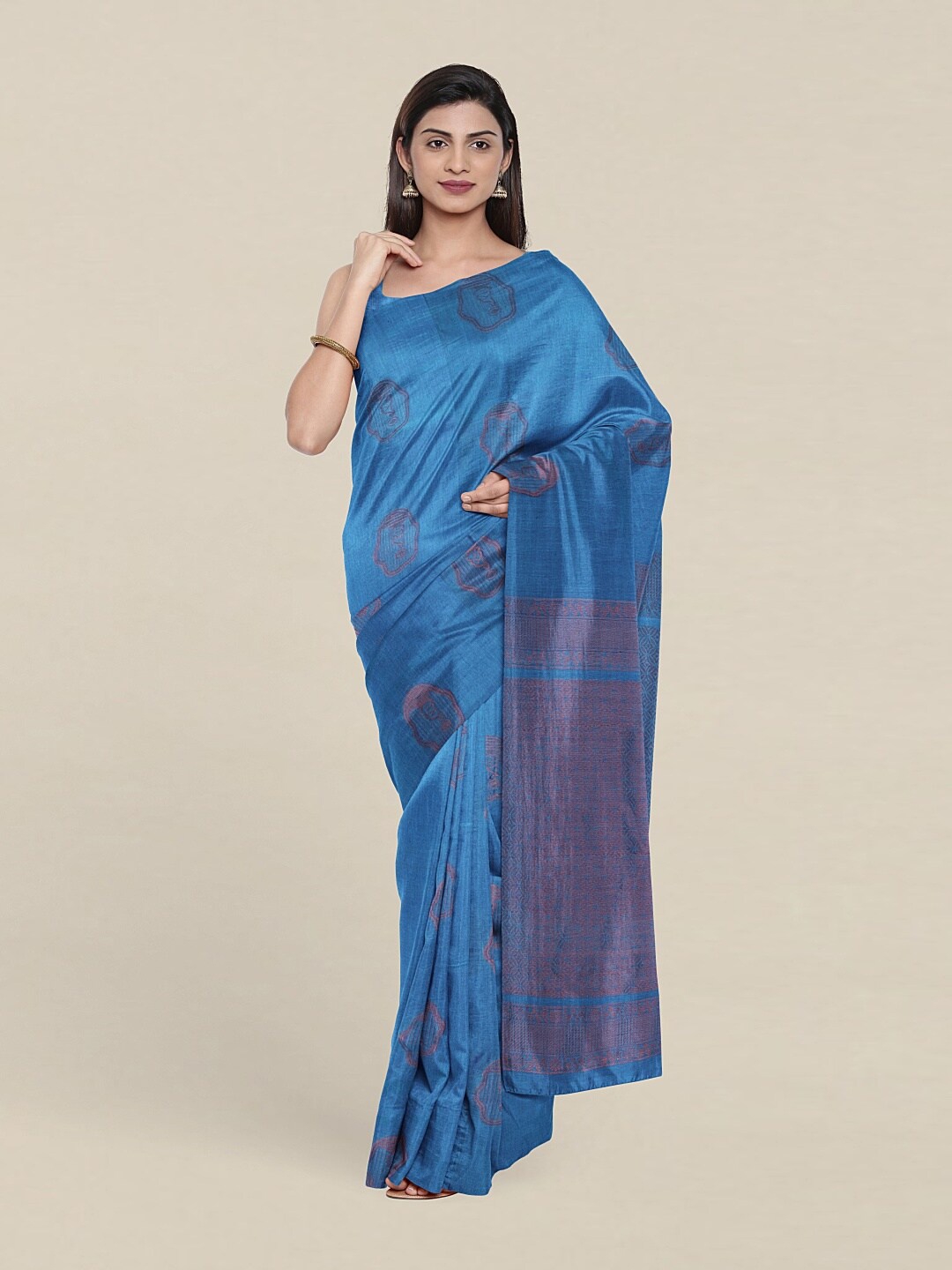 

Pothys Ethnic Motifs Zari Pure Silk Saree, Blue