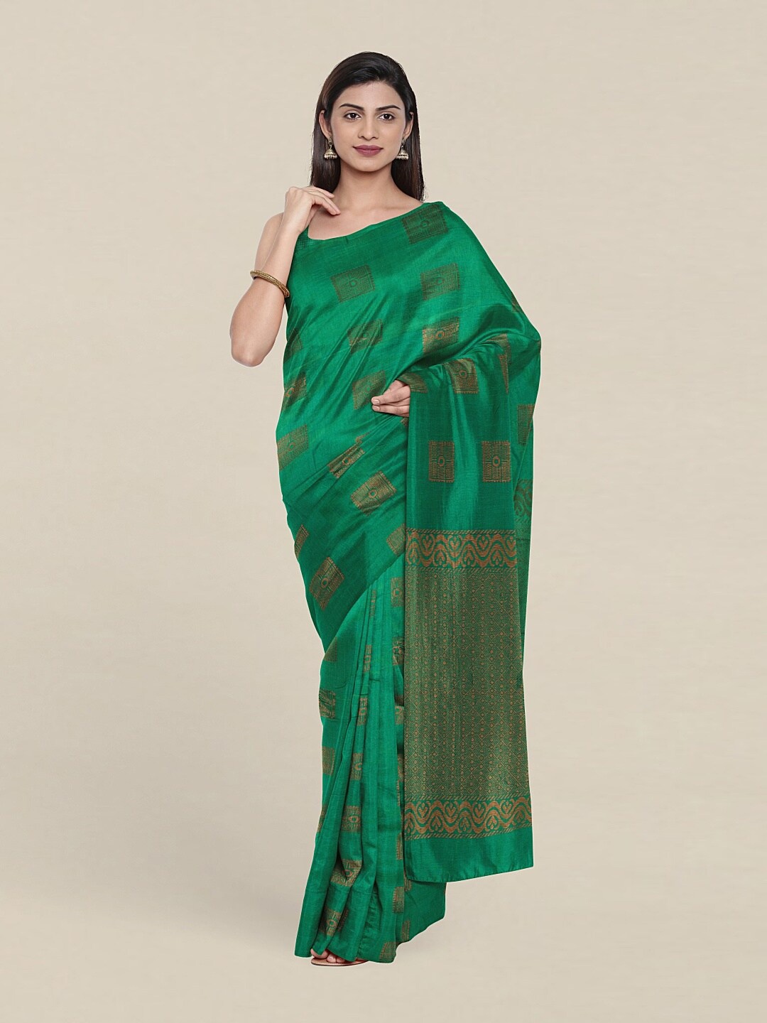 

Pothys Woven Design Zari Pure Silk Saree, Green