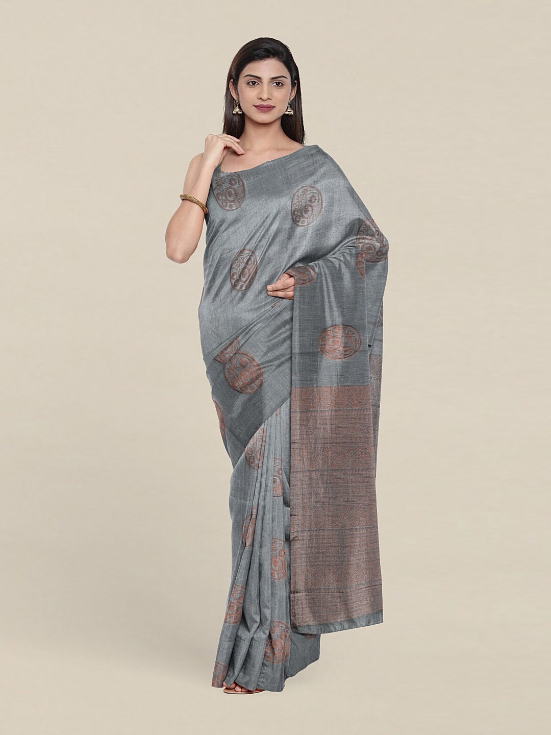 

Pothys Woven Design Zari Pure Silk Saree, Grey