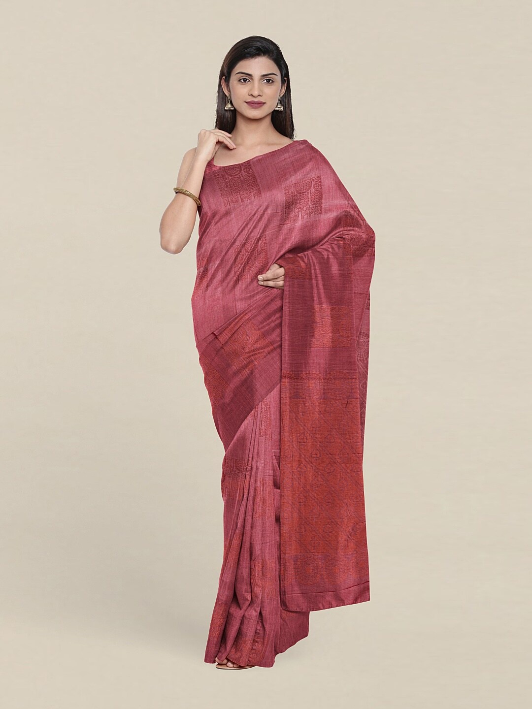 

Pothys Lavender & Copper-Toned Zari Pure Silk Saree