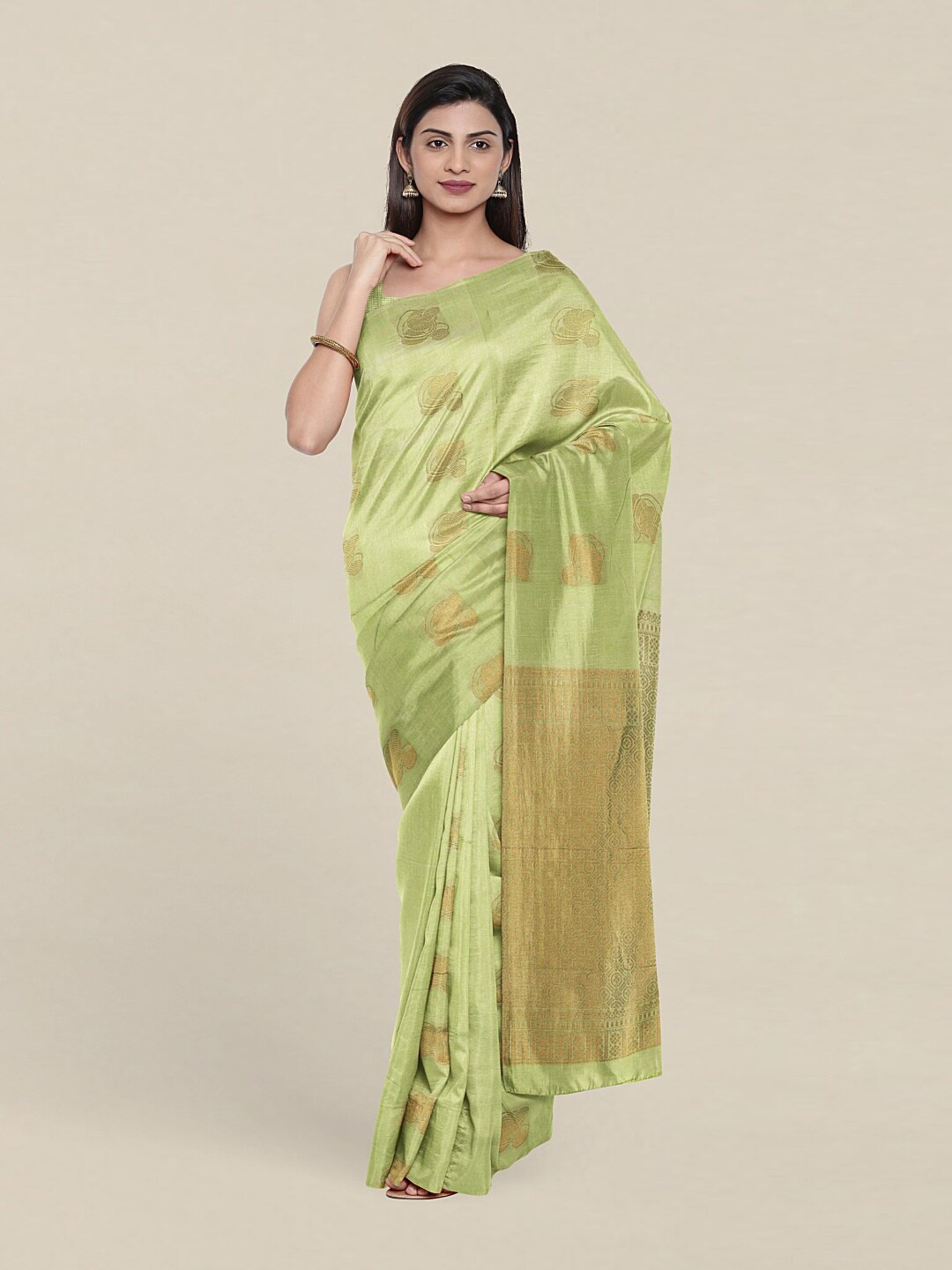 

Pothys Ethnic Motifs Zari Pure Silk Saree, Green