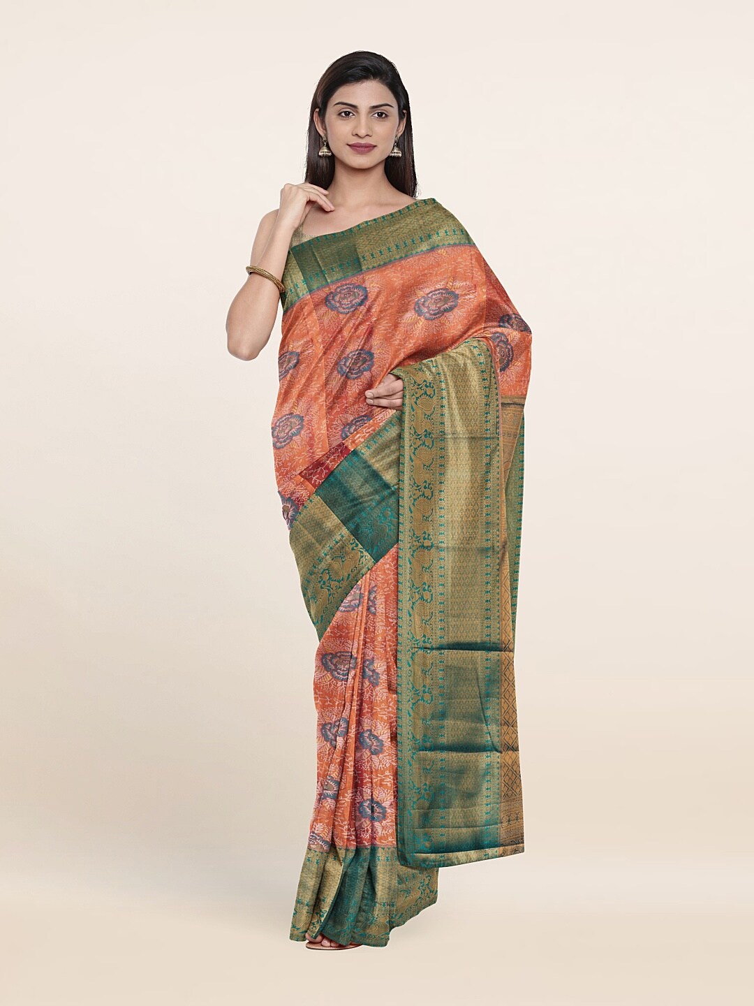 

Pothys Woven Design Zari Pure Silk Saree, Peach