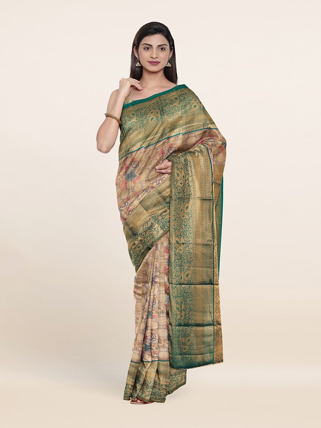 

Pothys Woven Design Zari Pure Silk Saree, Gold
