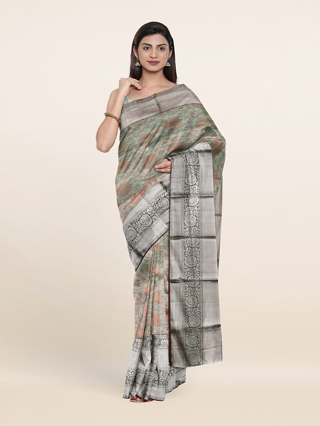 

Pothys Woven Design Zari Pure Silk Saree, Green