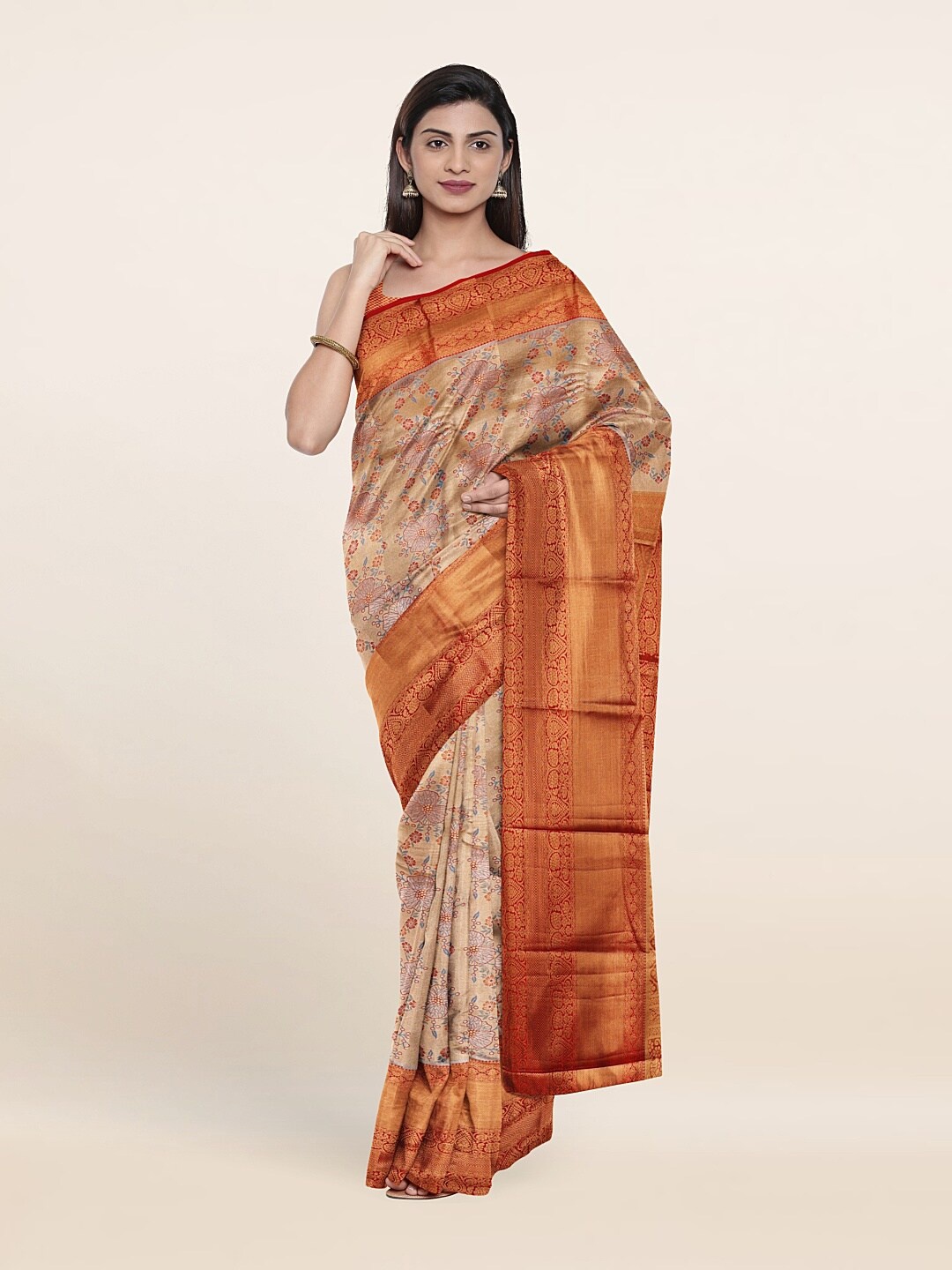 

Pothys Woven Design Zari Pure Silk Saree, Gold