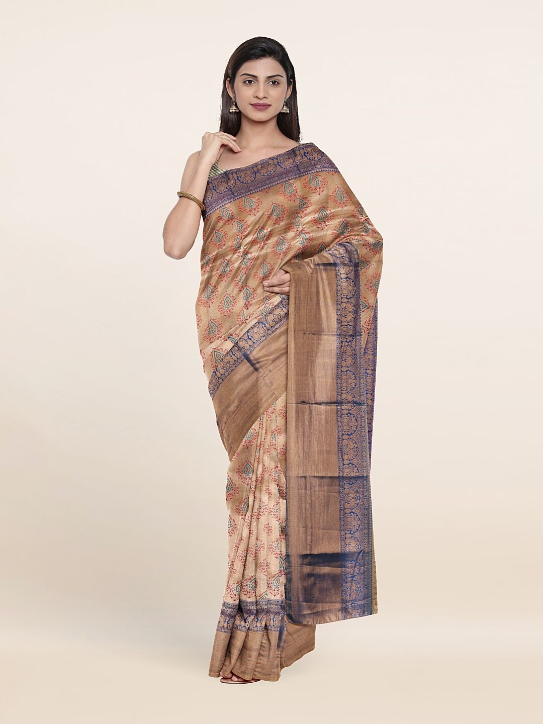 

Pothys Ethnic Motifs Zari Pure Silk Saree, Peach