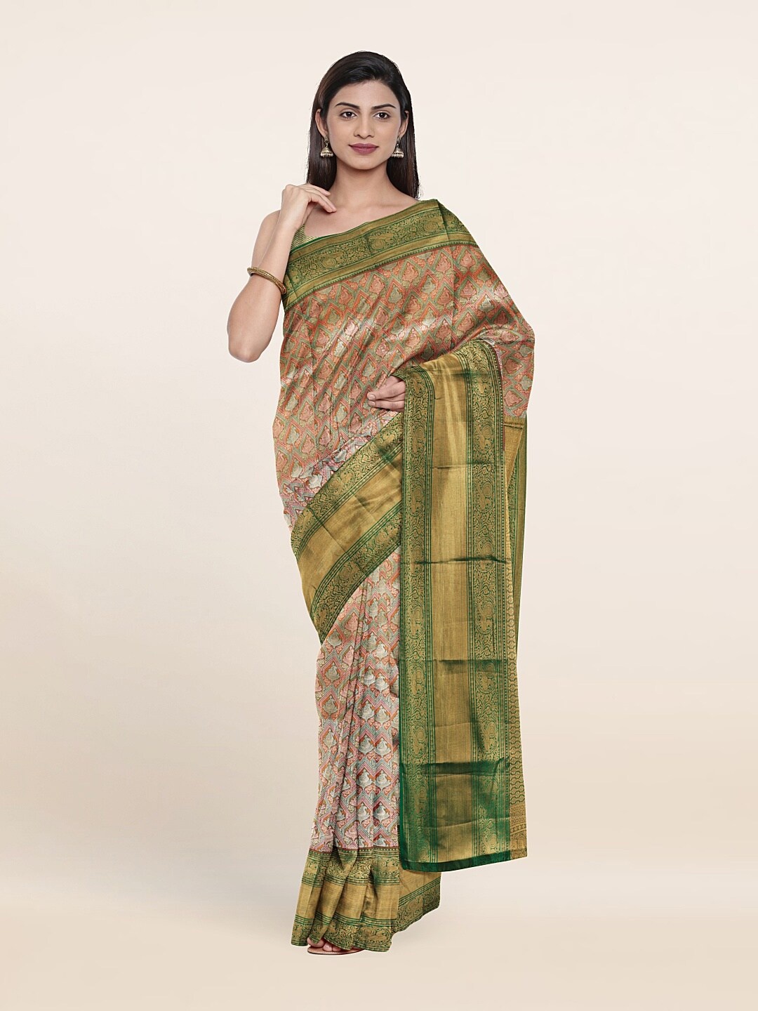 

Pothys Ethnic Motifs Zari Pure Silk Saree, Green